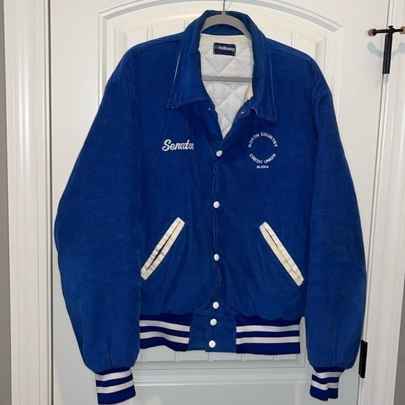 Vintage Other - Rare Vintage blue corduroy trucker jacket coat embroidered Senator Alaska L/XL